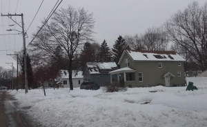 Snowy house in the winter