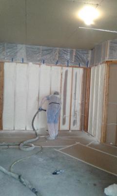 Spray Foam Insulation being installed
