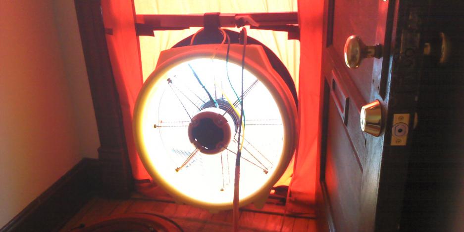 Close-Up Of Blower Door Fan During An Energy Audit