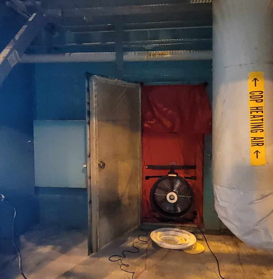 Blower Door Test In Commercial Building Room