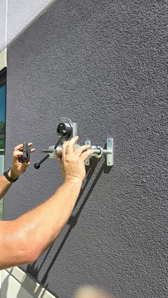 Static test of a wall assembly.