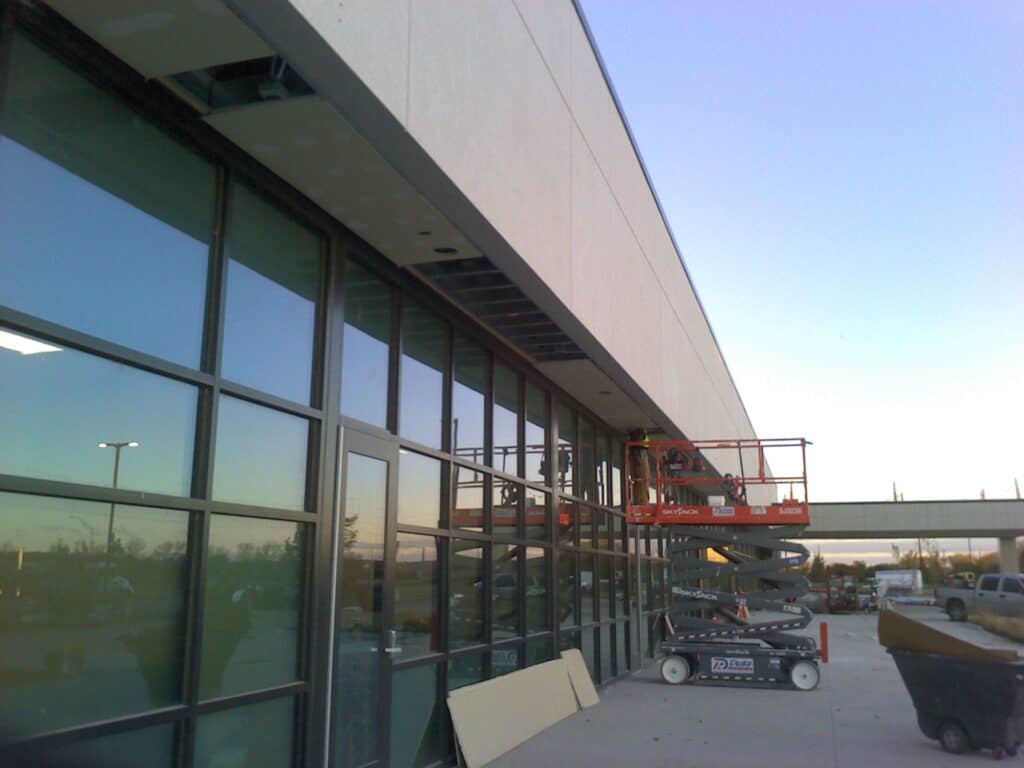 This office building cantilever was identified as an area of significant heat loss.